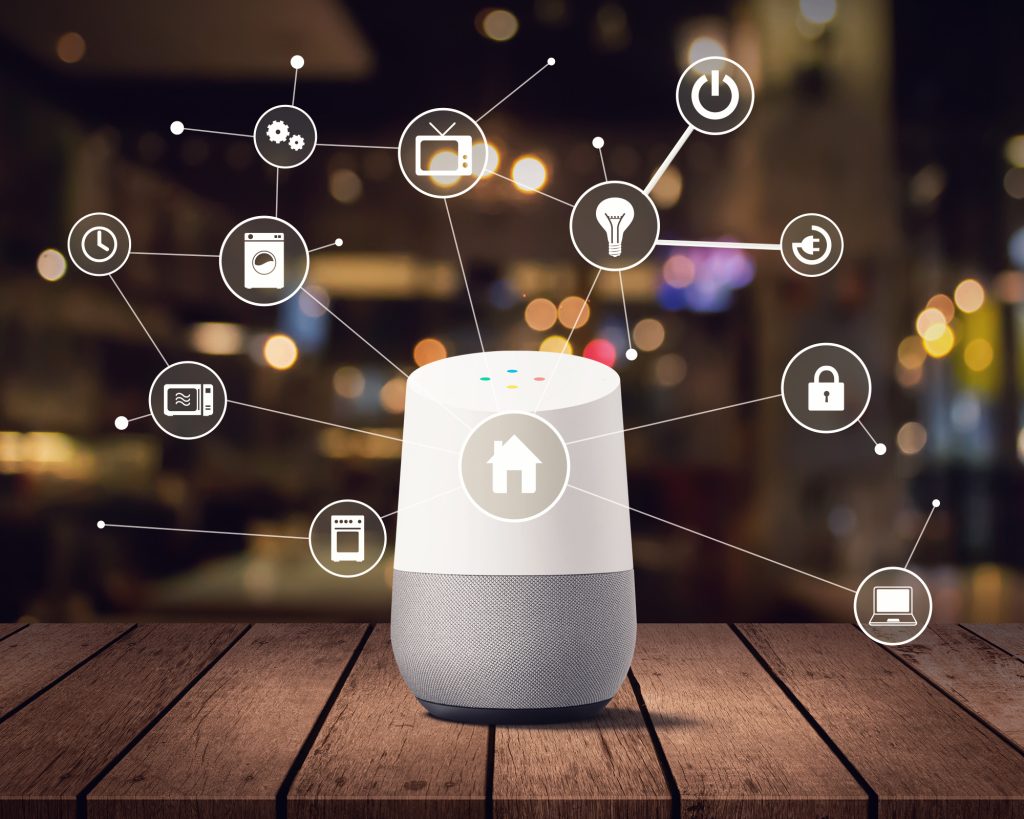 Smart speaker controlling multiple home devices through a connected network of sensors using Data and AI in Supported Housing
